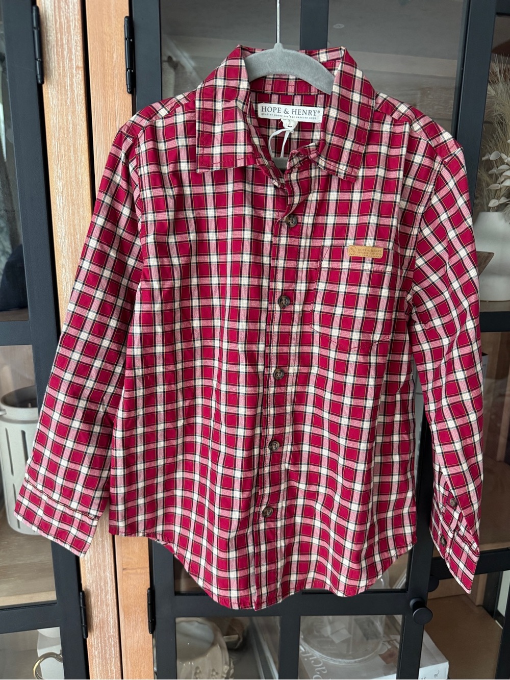 NWT Hope & Henry long sleeve plaid button down shirt cotton toddler windowpane